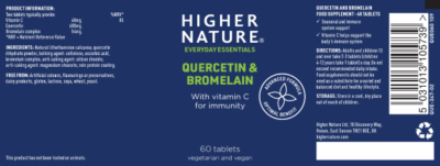 Quercetin Bromelain Vitamin C, Higher Nature, 60's - Image 2