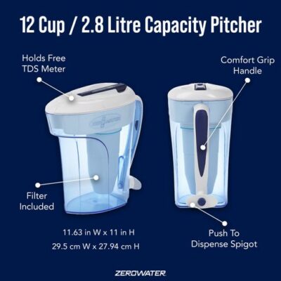 ZeroWater Water Filter, 12 Cup / 2.8 Litre Ready-Pour Pitcher - Image 3